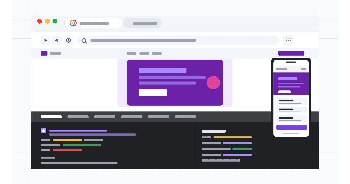Chrome mobile view in DevTools showing a website rendered at iPhone viewport size