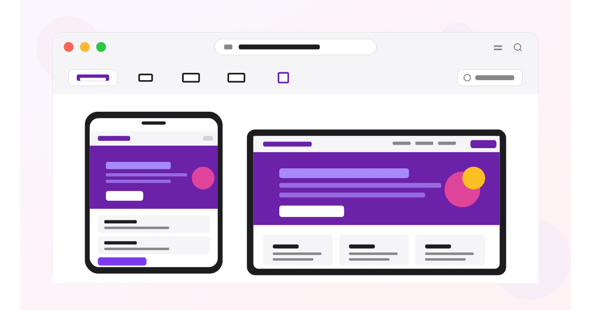 Safari Responsive Design Mode showing an iPhone-sized website viewport on macOS